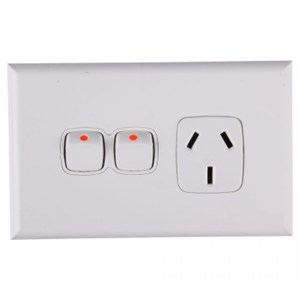 HPM Excel 10A Single Horizontal Socket with Extra Switch - White